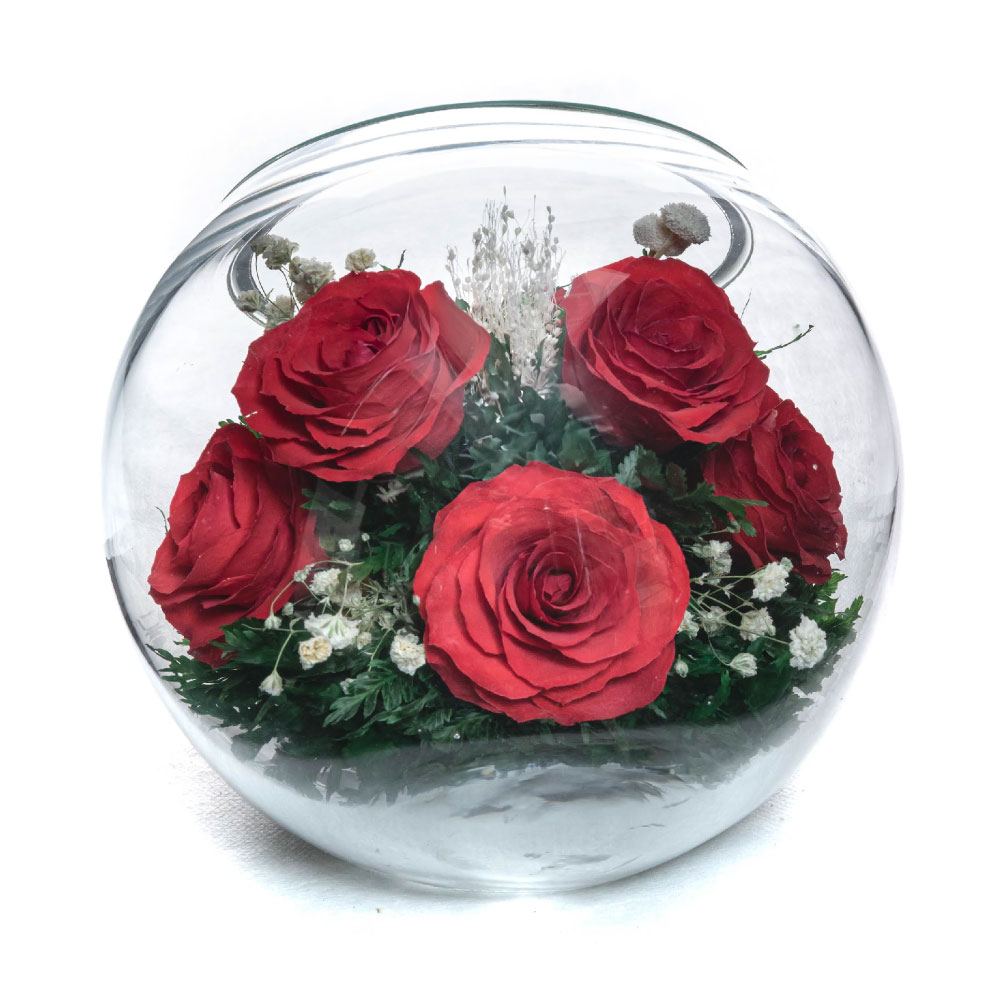 神戸花物語 ドライフラワー ガラスドーム バラ 薔薇 お祝い