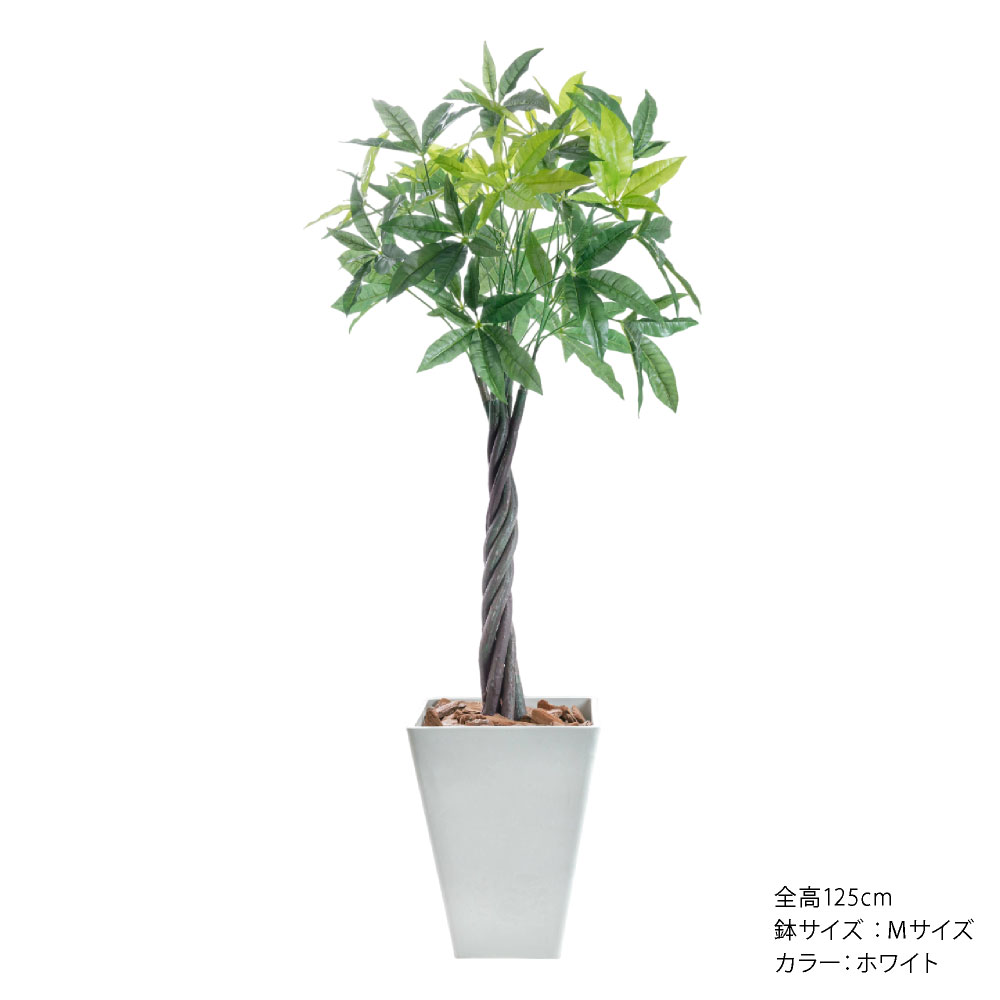 フェイクグリーン パキラ 大型 観葉植物 人工 光触媒 ct触媒 消臭 造花 インテリア リアル おしゃれ / ねじりパキラ 樹脂鉢M 全高125cmの画像