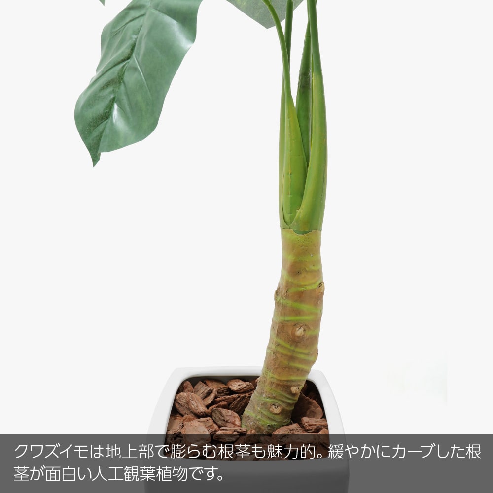 フェイクグリーン 大型 人工 観葉植物 造花 クワズイモ カーブ 130cm