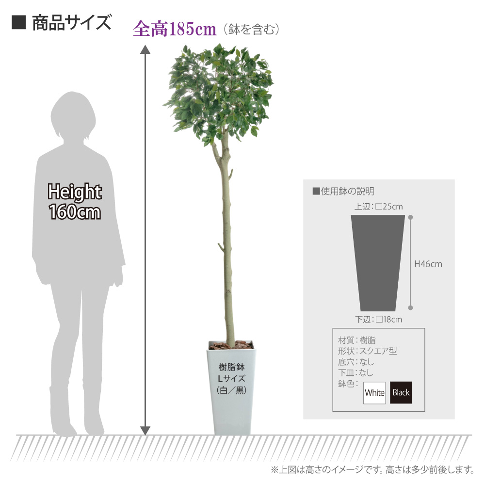 フェイクグリーン 大型 観葉植物 フィカス 人工観葉 光触媒 消臭 造花 鉢植 インテリア おしゃれ お祝い / ハンガーツリー ダブルキャスト 185cmの画像