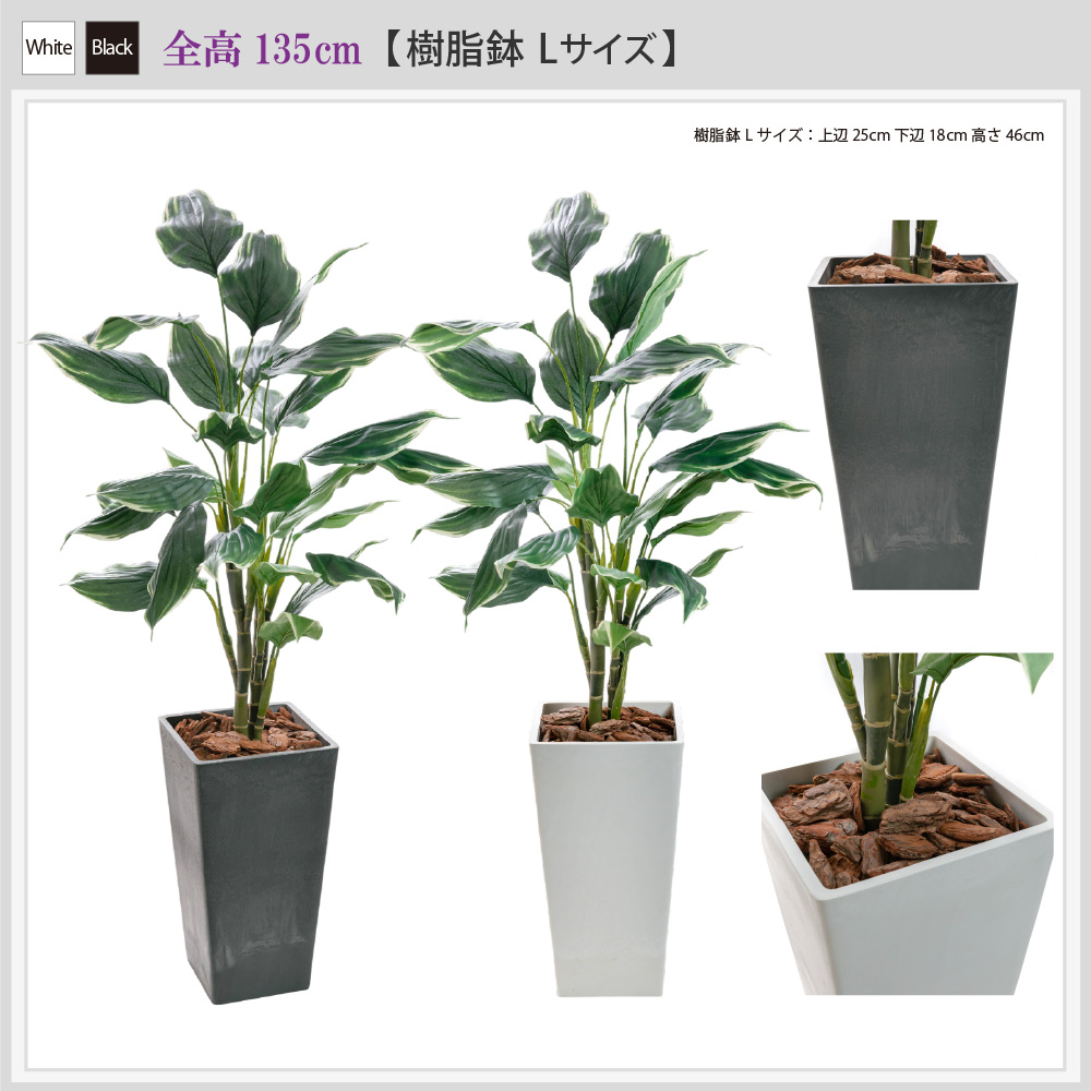 フェイクグリーン 観葉植物 人工観葉 光触媒 CT触媒 消臭 インテリア 造花 鉢植 リアル お祝い 開店 開業祝い ギボウシ/ ホスタプラント斑入り 樹脂鉢 全高135cm_9