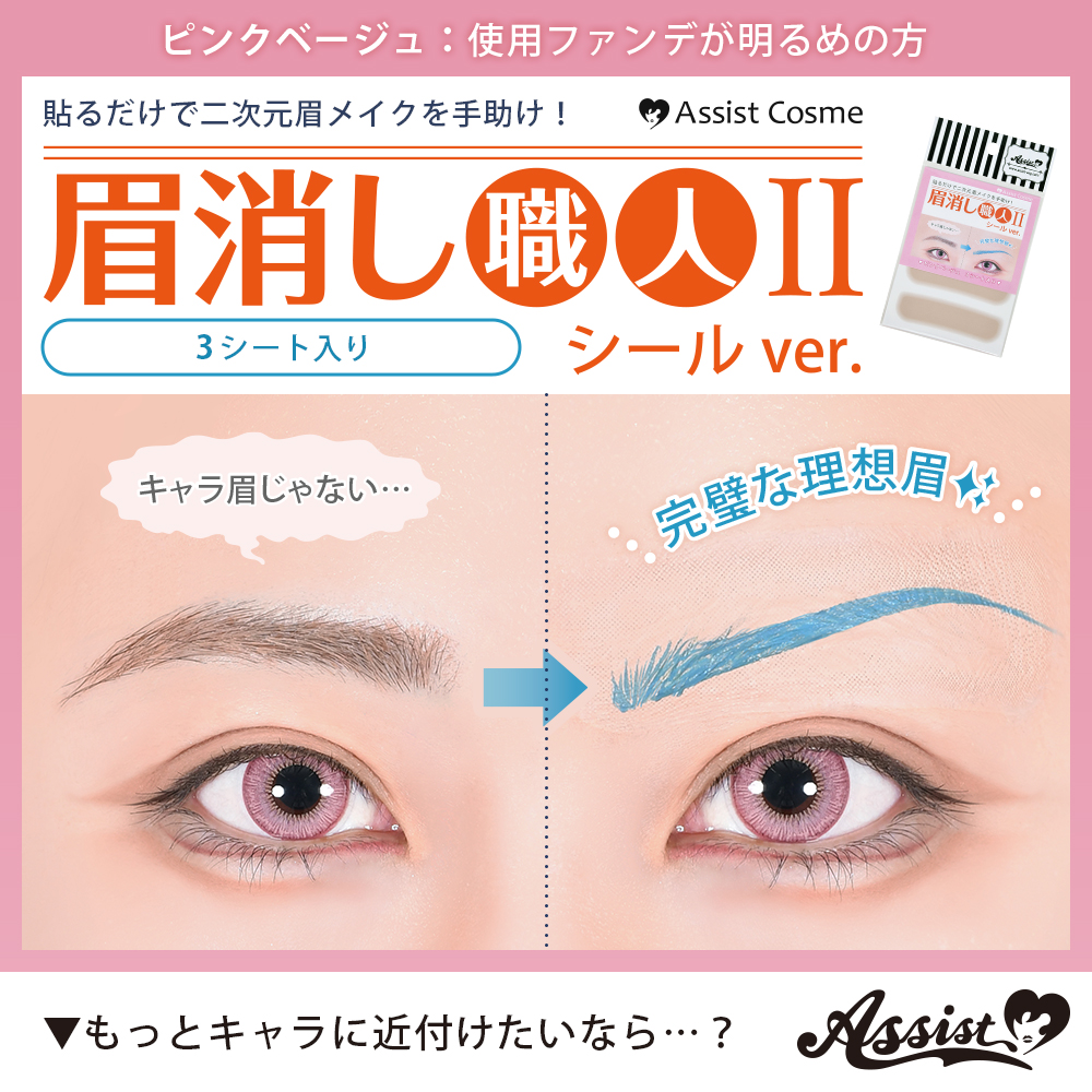 フローズンカバー(手先・足先用)、眉毛アートメイクシール、ケアキャップ アシストウィッグ【眉消し職人II シールVer. （3シート入り