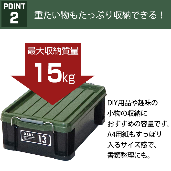 収納ケース JEJアステージ NTボックス 13X 13L 収納ボックス フタ付き コンテナ バックル付き(送料無料）