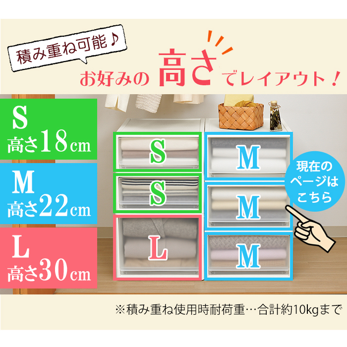 同色4個セット) 衣装ケース 衣類収納 収納ケース 引出し収納 1段収納