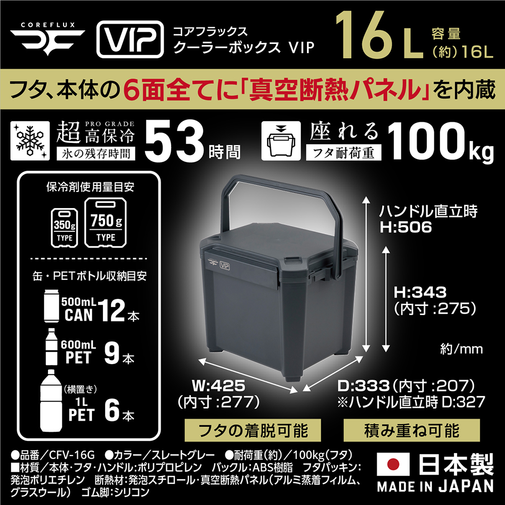 JEJアステージ クーラーボックス 小型 16L COREFLUX VIP コア