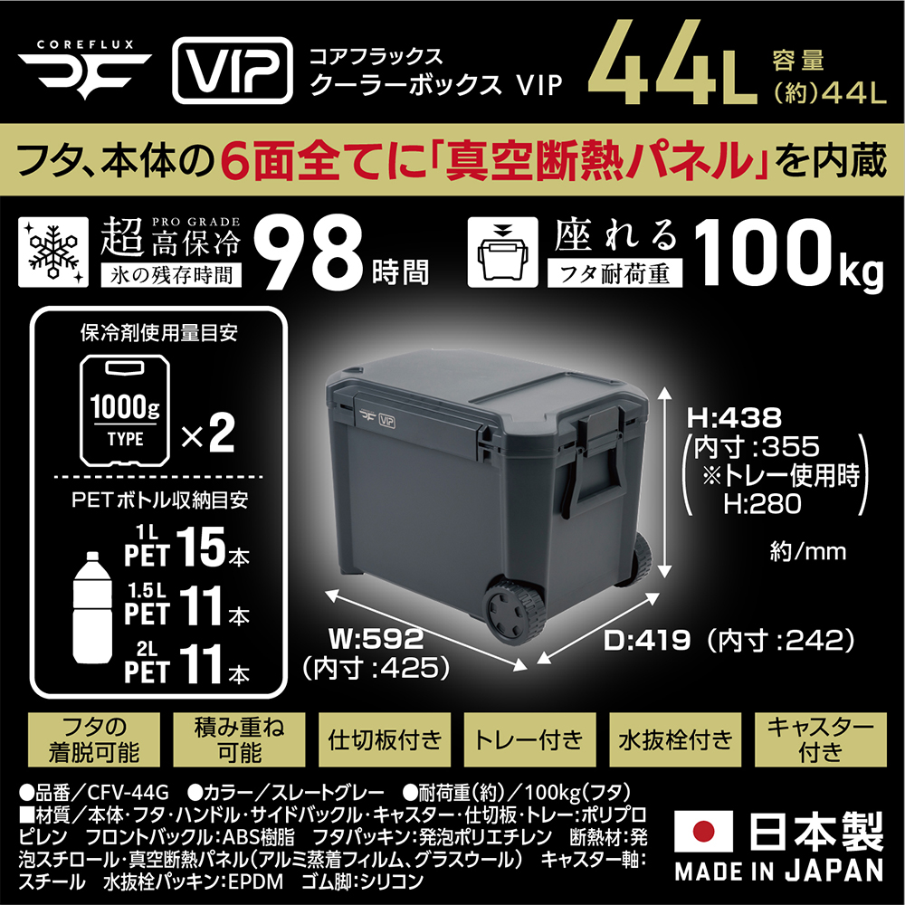 JEJアステージ クーラーボックス 大型 44L COREFLUX VIP コア