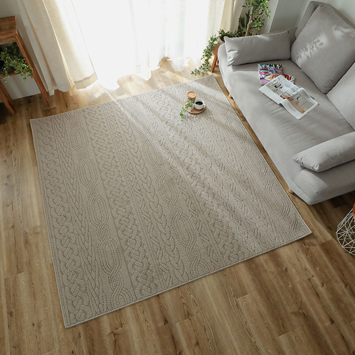 防ダニ 抗菌 消臭 ニット編み風ラグ 日本製 約130x190cm 1.5畳