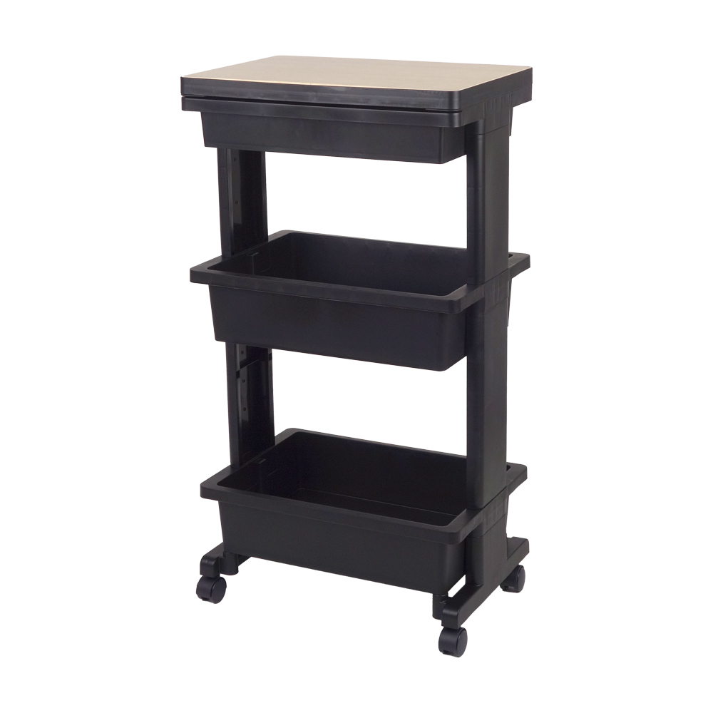 収納ワゴン キッチンワゴン テーブルワゴン3段引出付ウッド（同色2個セット）サイドワゴン キッチン収納 リビング ランドリー 収納ケース リセスタイル 日本製 | JEJアステージ | 02