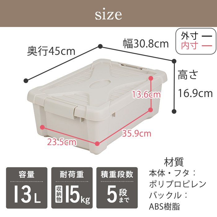 【 カーキ 10個セット 】 ブリキ調 スタッキング 収納 コンテナ ボックス JEJアステージ 収納ボックス 収納ケース ノルドX #10 13L おしゃれ