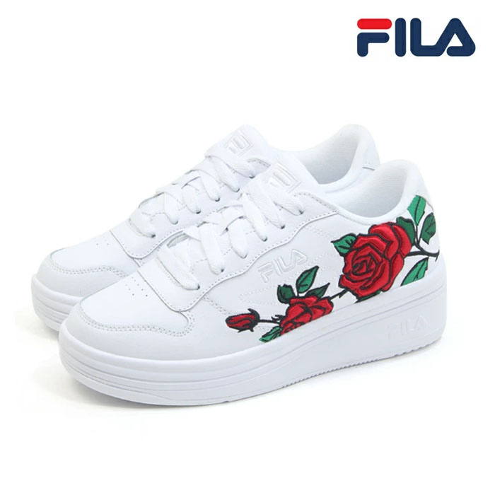 FILA フィラ レディース スニーカー シューズ フローラル 薔薇 刺繍 WX-100 WSS23085 FLORAL 5CM01837 124 厚底