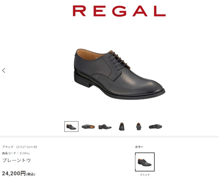 REGAL リーガル 靴 メンズ 810R プレーントゥ ビジネスシューズ 靴の 