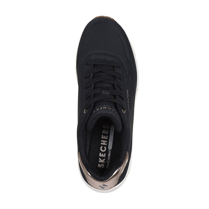 SKECHERS（スケッチャーズ） ウノ ウェッジ ハイ ステップス 177520 レディース ブラック ローズ ホワイト 靴 : 靴のリード ...