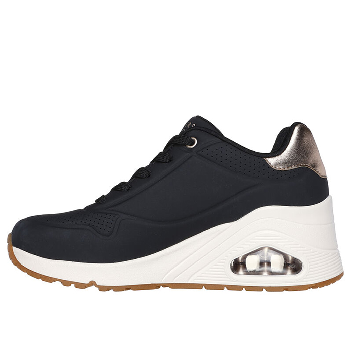SKECHERS（スケッチャーズ） ウノ ウェッジ ハイ ステップス 177520 レディース ブラック ローズ ホワイト 靴 : 靴のリード ...