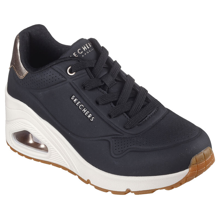 SKECHERS（スケッチャーズ） ウノ ウェッジ ハイ ステップス 177520 レディース ブラック ローズ ホワイト 靴 : 靴のリード ...