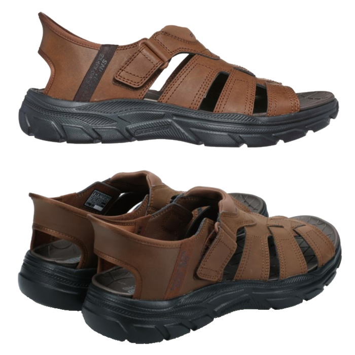 新品スケッチャーズ スリップインズ リボルテッドSS スポーツサンダル ブラウン SKECHERS スケッチャーズ スリップインズ メンズ スポーツ