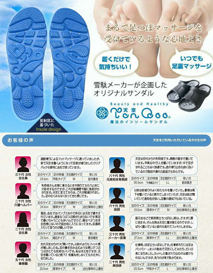 サンダル メンズ レディース TenQoo 天空 魔法のインソール