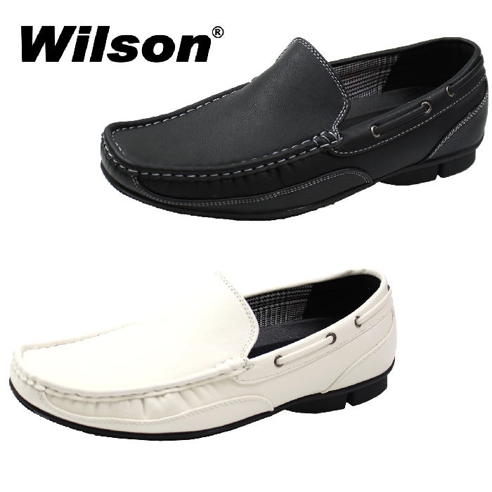 Wilson ウィルソン 8801ドライビングシューズ メンズ 黒 白 ブラック ホワイト 軽量 軽い スリッポン 靴｜k-lead