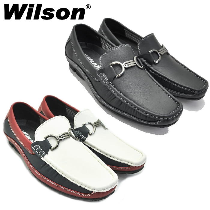Wilson ウィルソン 8802 メンズシューズ カジュアルシューズ デッキシューズ ドライビングシューズ 紳士靴 スリッポン ビットローファー ブラック｜k-lead