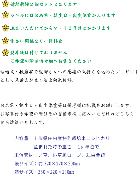 育ててくれた親へ感謝のお米ギフト 結婚式 披露宴 い草を使ったtatamiの米俵 つや姫 新郎新婦用２個セット 506 黒川まるいし農場 通販 Yahoo ショッピング