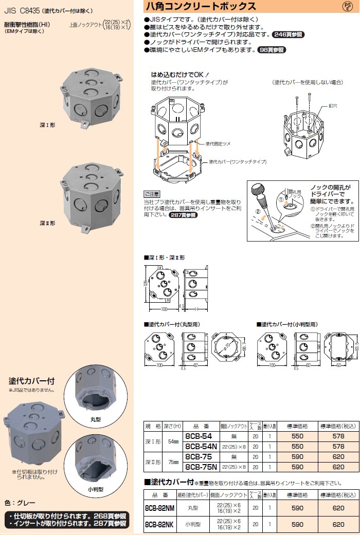 P】未来工業 8CB-75N 1個 八角コンクリートボックス [MR17709 P】未来工業 8CB-75N 1個 八角コンクリートボックス [MR17709