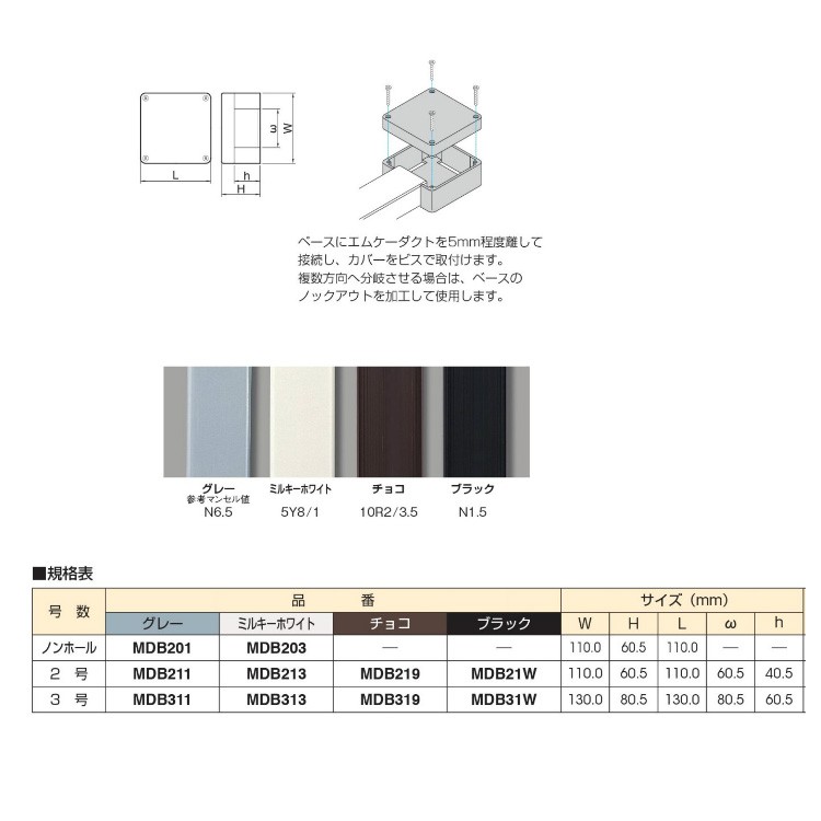 マサル工業 屋外用エムケーダクト付属品 2号 ブンキボックス MDB21W ブラック [ms2219]