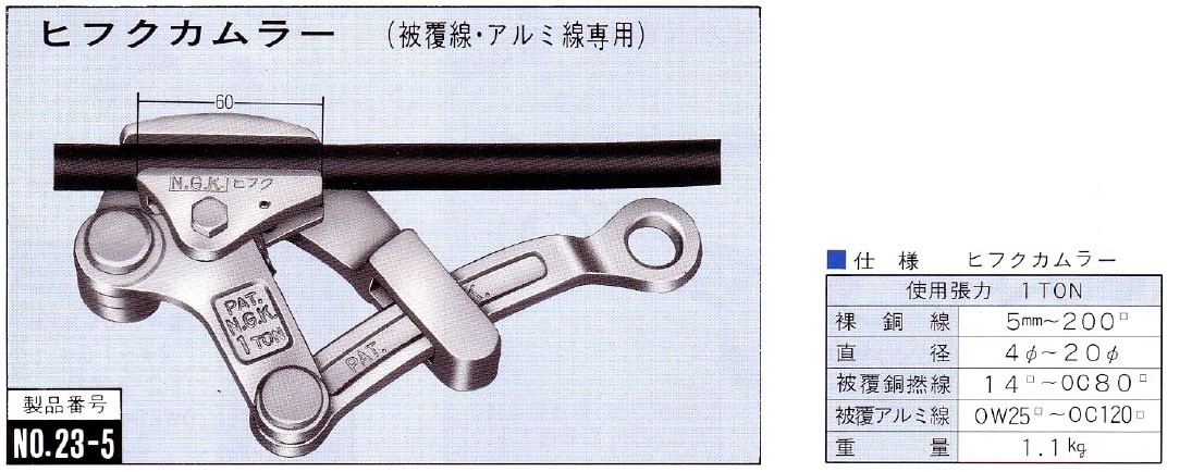永木精機 ハルー掴線器 ワンタッチ掴線器 カムラー ヒフクカムラー