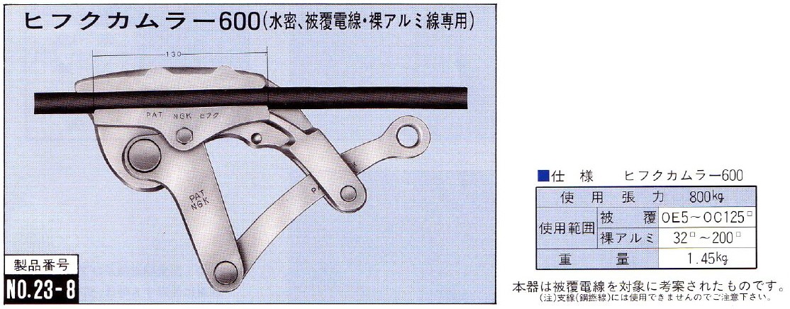 永木精機 ハルー掴線器 ワンタッチ掴線器 カムラー ヒフクカムラー600