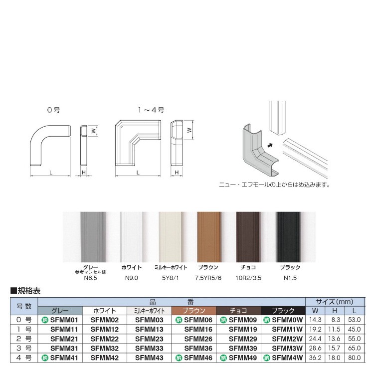 マサル工業 マガリ 1号 付属品 ニュー エフモール ホワイト SFMM12