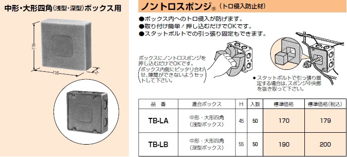 人気超特価 未来工業 TB-LA 50個 ノントロスポンジ K-material-shop - 通販 - PayPayモール 最安値新作