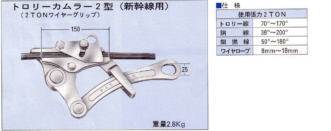 永木精機 ハルー 掴線器 ワンタッチ掴線器 カムラー トロリーカムラー2