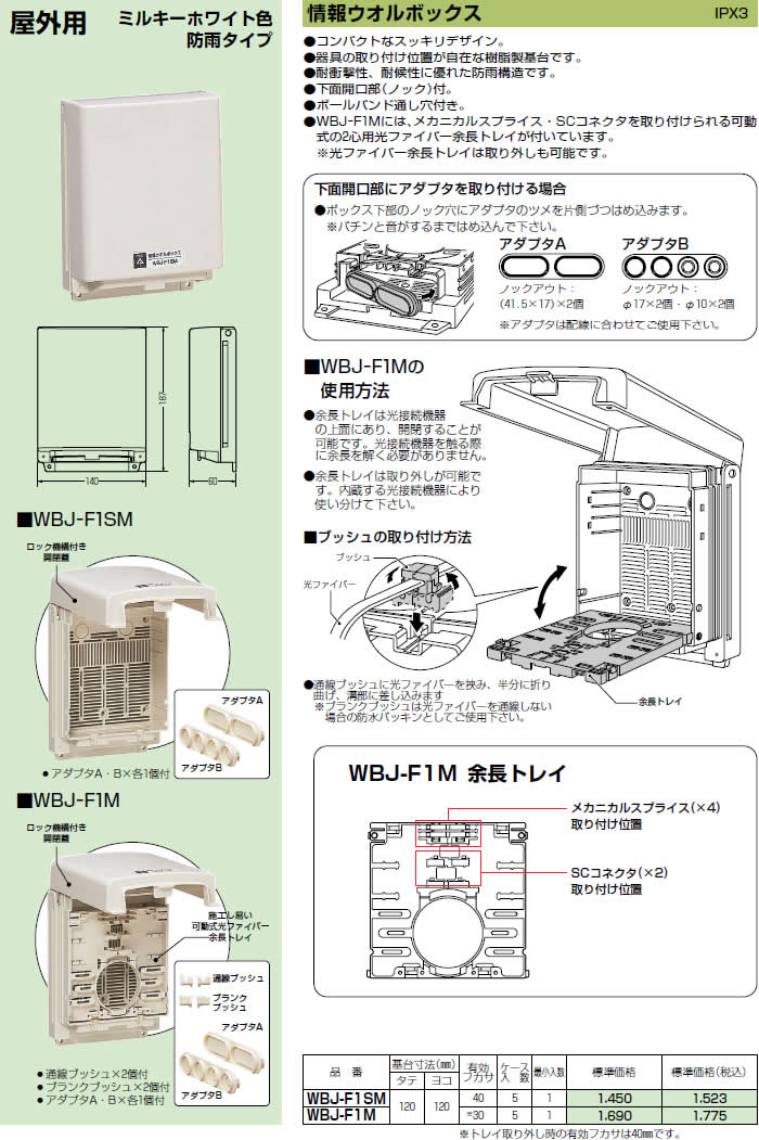 未来工業 WBJ-F1SM 1個 情報ウォルボックス 屋外用 防雨タイプ