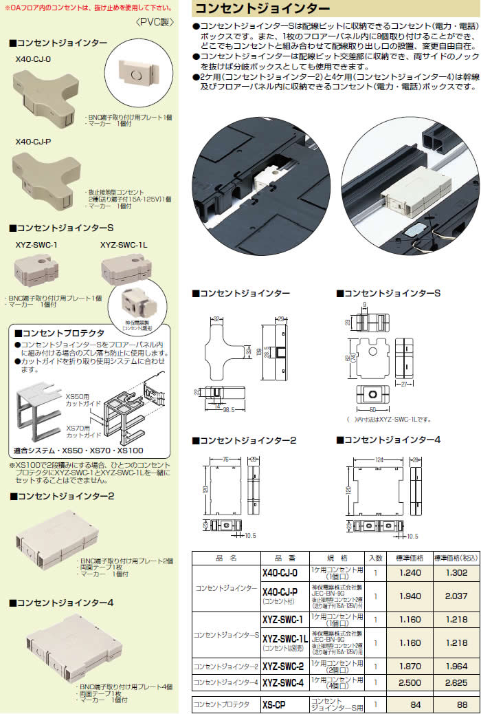 未来工業 XYZ-SWC-1 1組 OAフロアシステム コンセントジョインターS