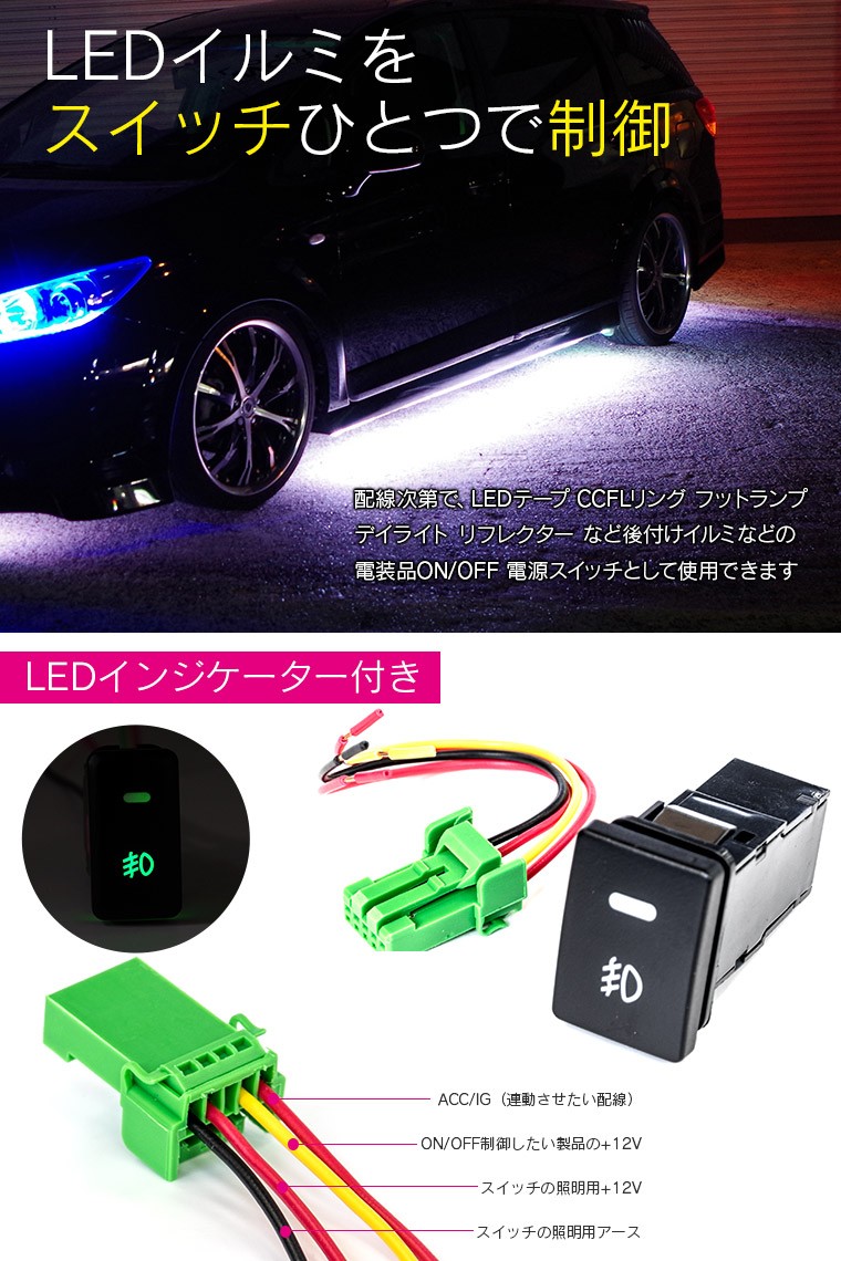プリウス 30系 トヨタ用 LED増設 スイッチホールカバー LED