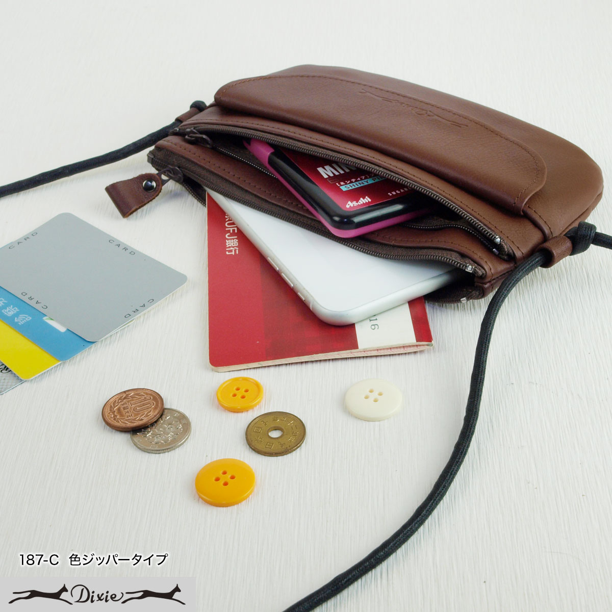 ★ハンドメイド★日本製★本革★お財布ポシェット★財布機能★トープ色★スマホ収納 スマホポーチ お財布ポシェット 本革 ショルダー ポーチ レディース