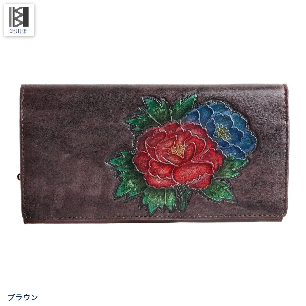 長財布 かぶせ レディース 本革 財布 大容量 牡丹 花 型押し 長財布 かぶせ レディース 本革 財布 大容量 牡丹 花 型押し