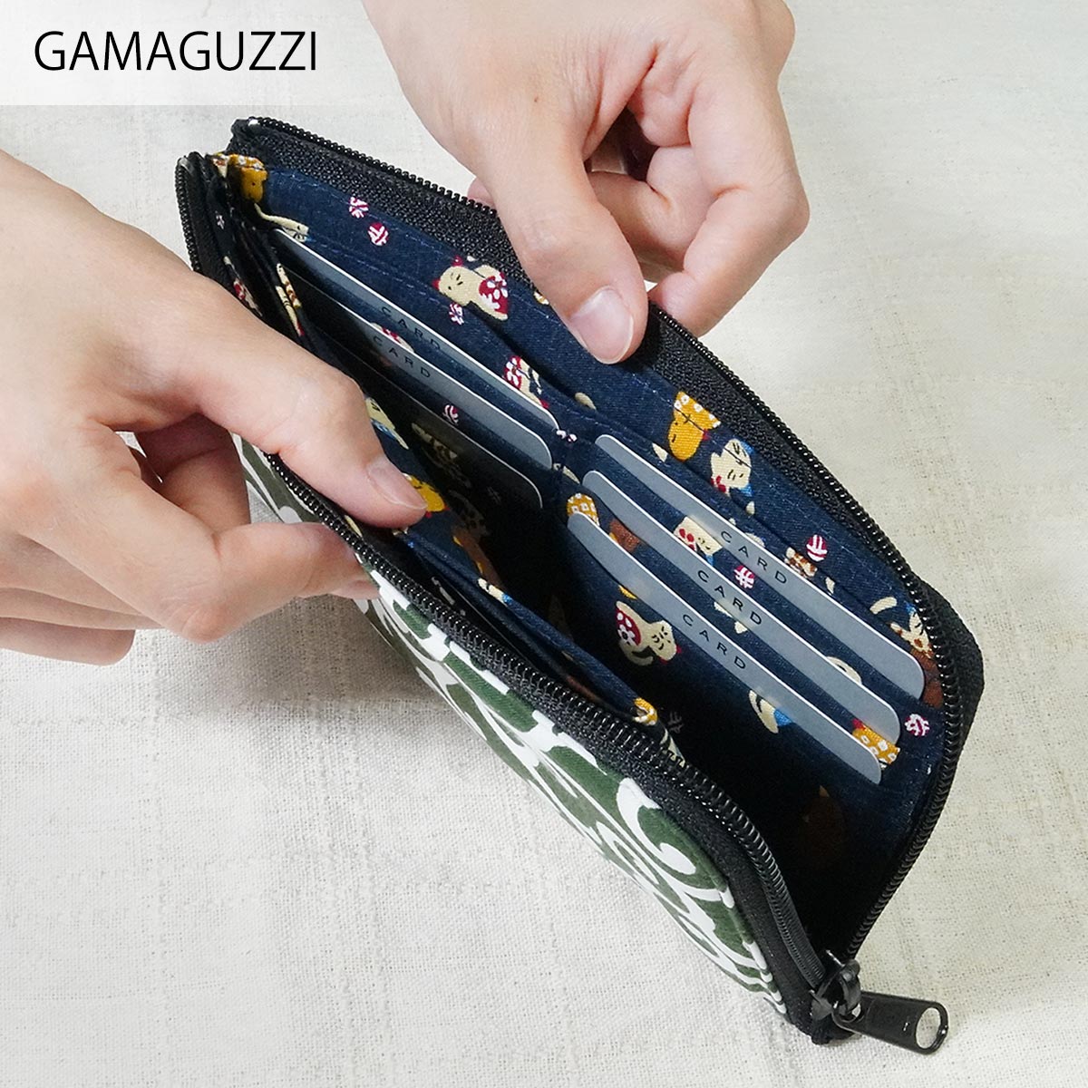 長財布 L字ファスナー 財布 布製 スリム カードケース