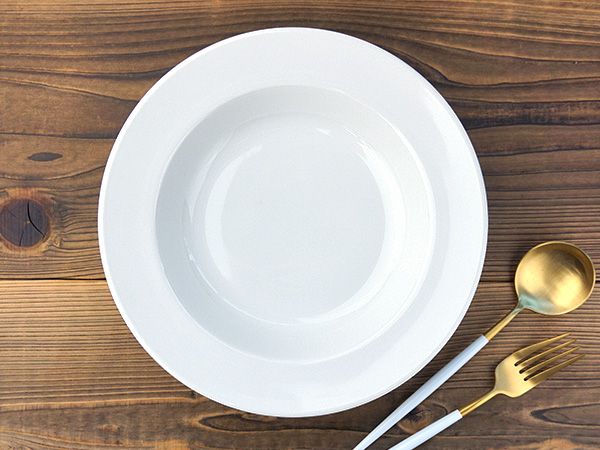 洋食器 パスタ皿 リム 中皿 24.5cm 白い食器 日本製 美濃焼 エクシブ