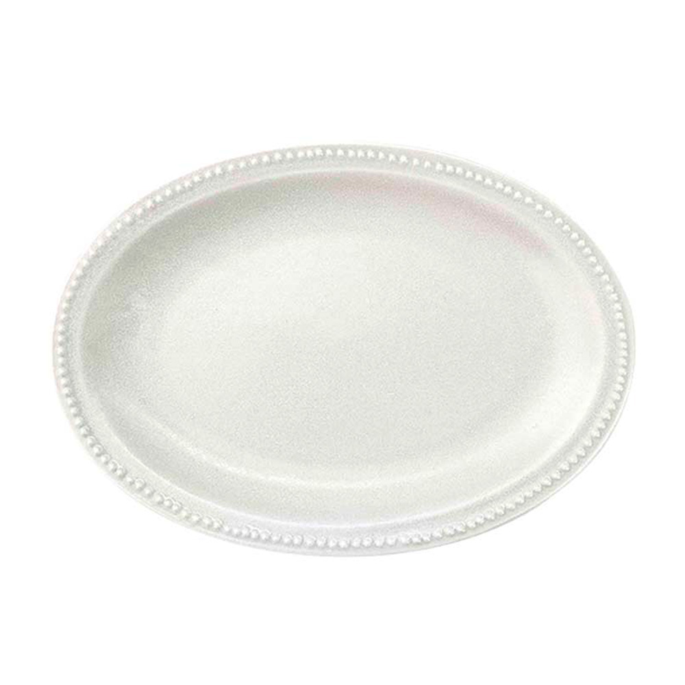 中皿 おしゃれ 和食器 洋食器 ドットレリーフ プレート 21.5cm 楕円 お皿 パンケーキ サン...