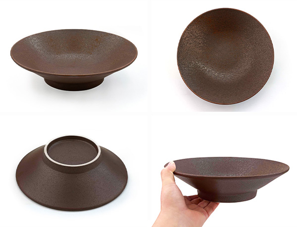 特価品】大深皿 23.7cm 備前風 高台深皿 盛り皿 浅ボウル 浅鉢 浅丼 和