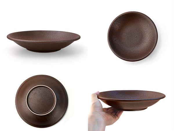 特価品】大深皿 24cm 備前風 大深皿 盛皿 ボウル 大鉢 赤茶備前 日本製