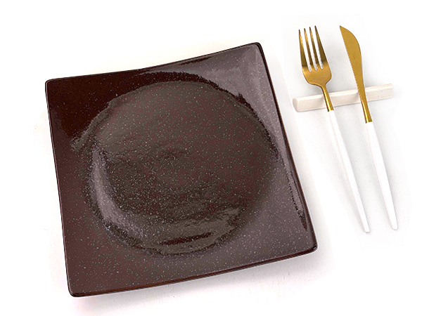 特価品 大皿 正方形 23cm 栗梅茶 チョコレートブラウン 和食器 盛皿 正