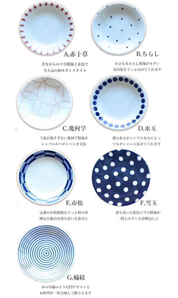 7柄から選べます 和食器 小皿 12cm 豆皿 取り皿 白 ブルー