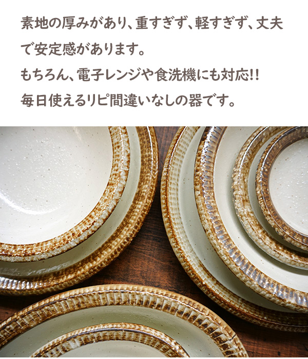 大皿 24.5cm ディナー皿 プレート 和食器 おしゃれ 渕錆粉引