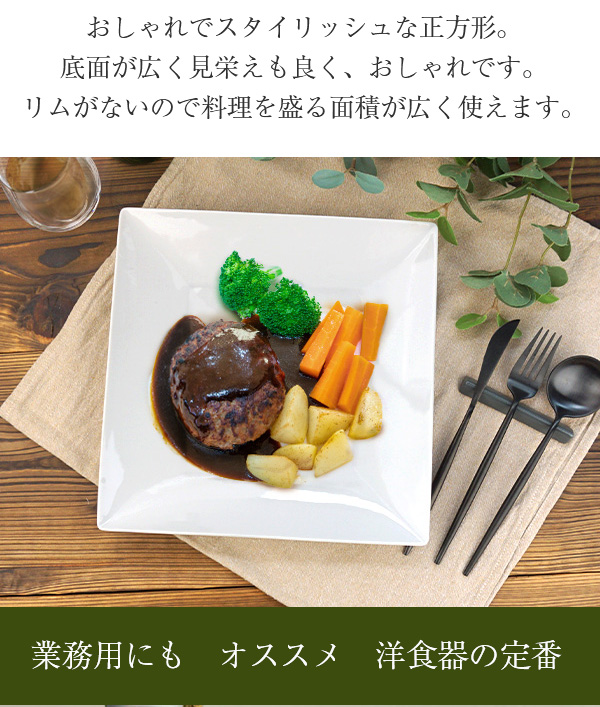 大皿 四角 27cm 洋食器 おしゃれ スクエアプレート 白い食器