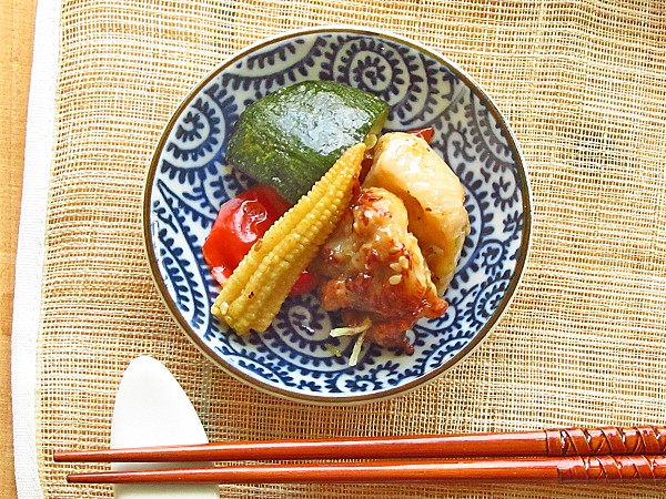 古染 タコ唐草 菊型 中皿 16.5cm 美濃焼 和食器 5寸 : K'sキッチン
