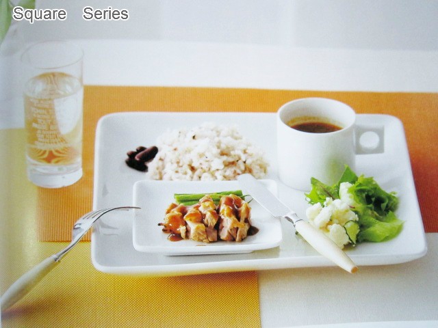 角皿 正方形 20.4cm 日本製 洋食器 白い食器 ホテル食器 カネスズ