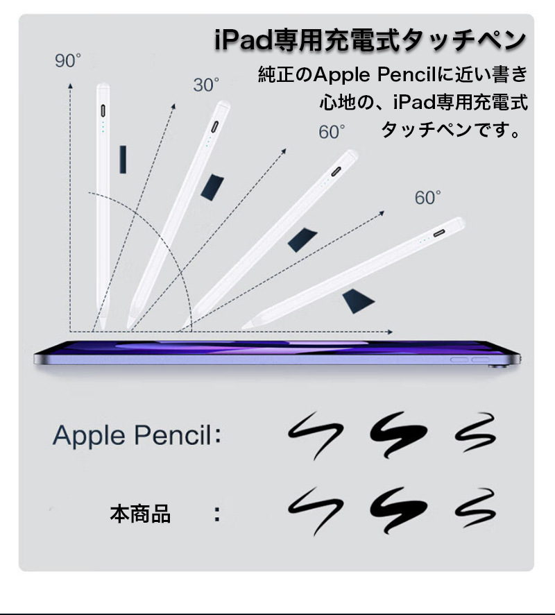 タッチペン ipad 第9 10 世代 スタイラスペン 2024 ipad air pro 11 13 タッチ ペン ペンシル 極細 替芯付 iPad air5 4 タッチペン アイパッド mini5 6 ペン｜k-seiwa-shop｜05