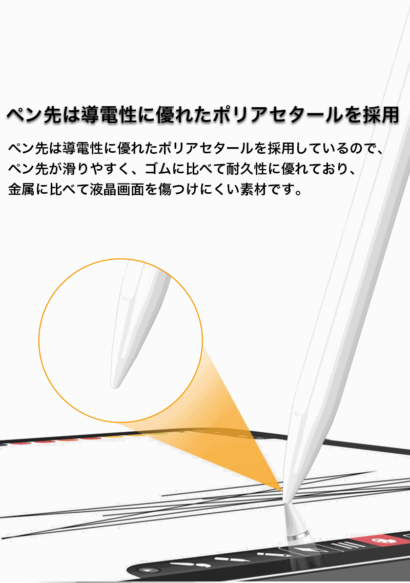 タッチペン ipad 第9 10 世代 スタイラスペン 2024 ipad air pro 11 13 タッチ ペン ペンシル 極細 替芯付 iPad air5 4 タッチペン アイパッド mini5 6 ペン｜k-seiwa-shop｜15