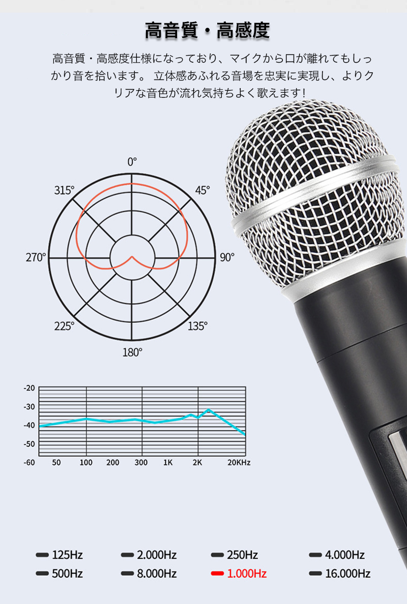ワイヤレス マイク カラオケ 2本セット UHF ハンドマイク 無線 受信機 セット カラオケ マイク コードレス 充電式 会議 スピーチ 公演  パーティー 3.5mm 6.5mm