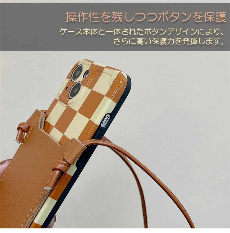 ショルダーケース iphone13 iphone12 ケース ショルダー iPhone11 Pro Max ケース カード収納 iPhone X XR XS Max ケース ショルダー ストラップ チェック柄｜k-seiwa-shop｜06